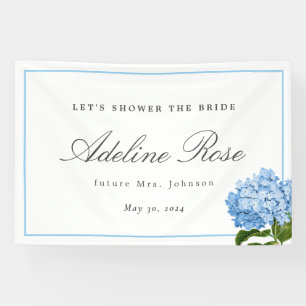 Blue Hydrangea Douche de bruid Naam en datum Spandoek