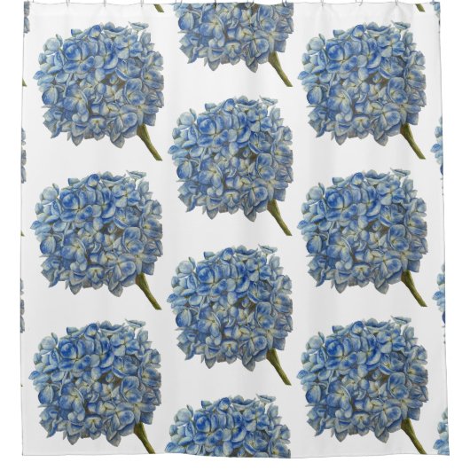 Blue Hydrangea Douchegordijn (Voorkant)