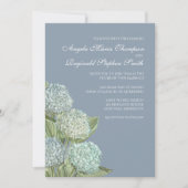 Blue Hydrangea/ Dusty Blue Back Wedding Invitation Kaart (Voorkant)
