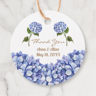 Blue Hydrangea Elegant Wedding Floral Favor Tag Bedankjes Labels