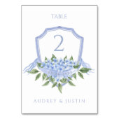 Blue Hydrangea Elegante Waterverf Wedding Crest Kaart (Achterkant)