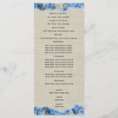 Blue Hydrangea en Burlap huwelijksprogramma Programma (Achterkant)