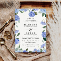 Blue Hydrangea Engagement Party Invitation | Elega