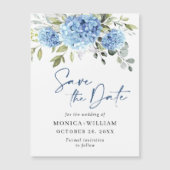 Blue Hydrangea Enregistrer la date Carte magnétiqu (Devant)