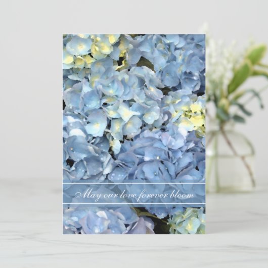 Blue Hydrangea Faire-part de mariage (Debout devant)