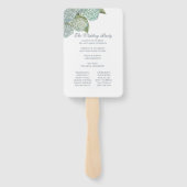 Blue Hydrangea Fan Wedding Programme Handwaaier (Achterkant)