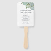 Blue Hydrangea Fan Wedding Programme Handwaaier (Voorkant)