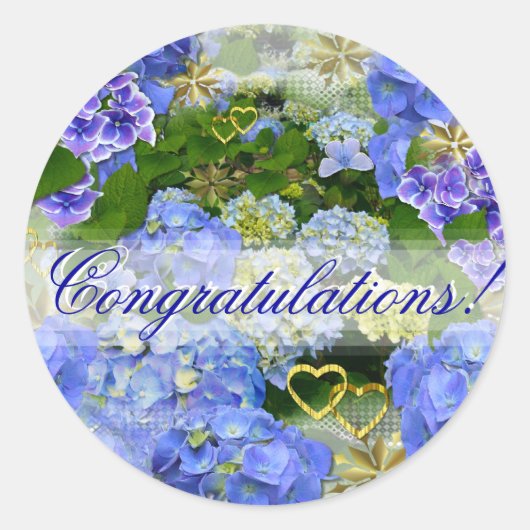 BLUE HYDRANGEA ~ Félicitations ~ Stickers (Devant)