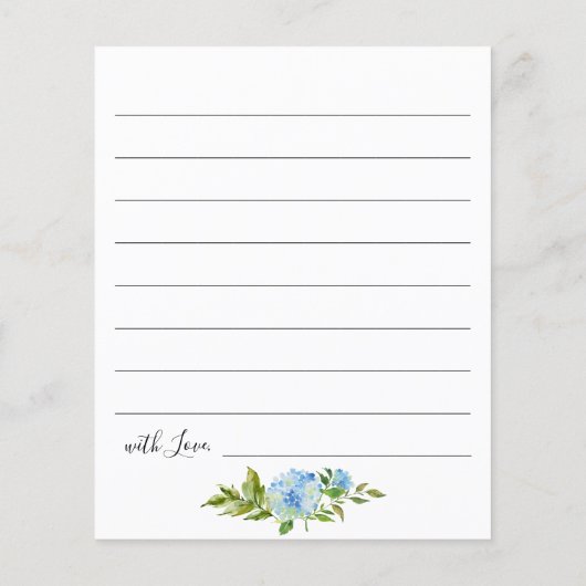 Blue Hydrangea Fête des mariées Date Carte d'Idée  (Dos)