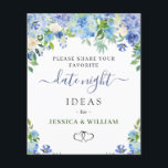 Blue Hydrangea Fête des mariées Date Carte d'Idée<br><div class="desc">Blue Hydrangea Fête des mariées Date Carte d'Idée de nuit. Pour plus de personnalisation,  cliquez sur le lien "customiser plus loin". Si vous avez besoin d'aide,  contactez-moi s'il vous plaît.</div>
