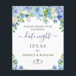 Blue Hydrangea Fête des mariées Date Carte d'Idée<br><div class="desc">Blue Hydrangea Fête des mariées Date Carte d'Idée de nuit. Pour plus de personnalisation,  cliquez sur le lien "customiser plus loin". Si vous avez besoin d'aide,  contactez-moi s'il vous plaît.</div>