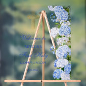 Blue Hydrangea First Communion Welcome Acryl Bord (Neutraal)
