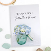 Blue Hydrangea Fleurs Vase Mariage Merci Note