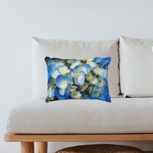  Blue Hydrangea Floral Accent Kussen (In Situ Sofa)
