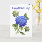 Blue Hydrangea Floral Art Moederdag Kaart (Gele Bloem)