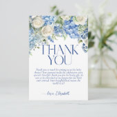 Blue Hydrangea Floral Baby shower Carte de remerci (Debout devant)