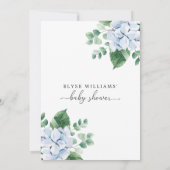 Blue Hydrangea Floral Baby shower Invitation (Dos)