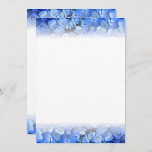 Blue Hydrangea Floral Border Fan Programme Paper Programma (Voorkant / Achterkant)