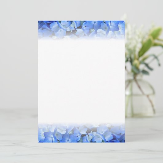 Blue Hydrangea Floral Border Fan Programme Paper Programma (Staand voorkant)