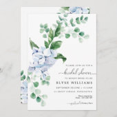 Blue Hydrangea Floral Bridal Douche Invitation (Devant / Derrière)