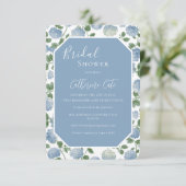 Blue Hydrangea Floral Bridal Shower Invitation (Debout devant)