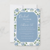 Blue Hydrangea Floral Bridal Shower Invitation Kaart (Voorkant)