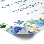 Blue Hydrangea Floral Chic Mariage Affiche de bien (Coin)