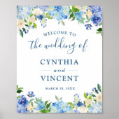 Blue Hydrangea Floral Chic Mariage Affiche de bien (Devant)