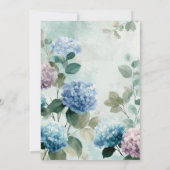 Blue Hydrangea Floral Circle Invitation de fête d' (Dos)