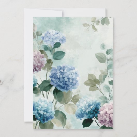 Blue Hydrangea Floral Circle Invitation de fête d' (Dos)