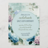 Blue Hydrangea Floral Circle Invitation de fête d' (Devant / Derrière)