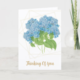 Blue Hydrangea Floral | Custom Thinking of You Car Kaart