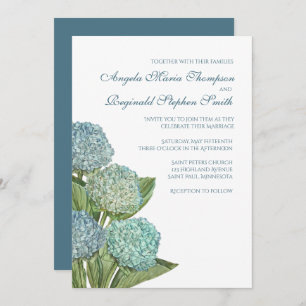 Blue Hydrangea Floral Faire-part de mariage