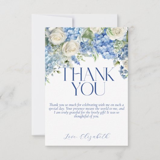 Blue Hydrangea Floral Fête des mariées Carte de re (Devant)