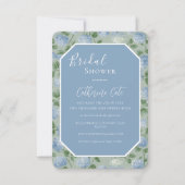 Blue Hydrangea Floral Green Bridal Shower Kaart (Voorkant)