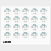 Blue Hydrangea Floral Greenery Wedding Bedankt Ronde Sticker (Vel)