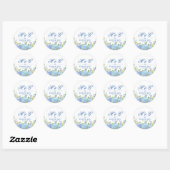 Blue Hydrangea Floral Greenery Wedding Bedankt Ronde Sticker (Vel)