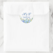 Blue Hydrangea Floral Greenery Wedding Bedankt Ronde Sticker (Tas)