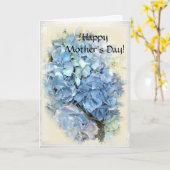 Blue Hydrangea Floral Happy Mothers Day Kaart (Gele Bloem)