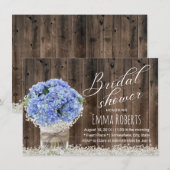 Blue Hydrangea Floral Jar Barn Wood Vrijgezellenfe Kaart (Voorkant / Achterkant)