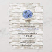 Blue Hydrangea Floral Jar Rustic Wood Wedding Kaart (Voorkant / Achterkant)
