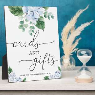 Blue Hydrangea Floral Kaarten and Gifts Sign Fotoplaat