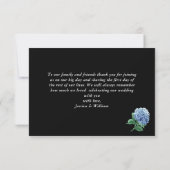 Blue Hydrangea Floral Lantern Black Boho Wedding Bedankkaart (Achterkant)