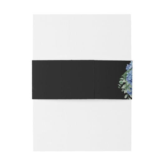 Blue Hydrangea Floral Lantern Black Boho Wedding Uitnodigingen Wikkel (Achterkant Voorbeeld)