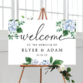 Blue Hydrangea Floral Mariage Affiche de bienvenue
