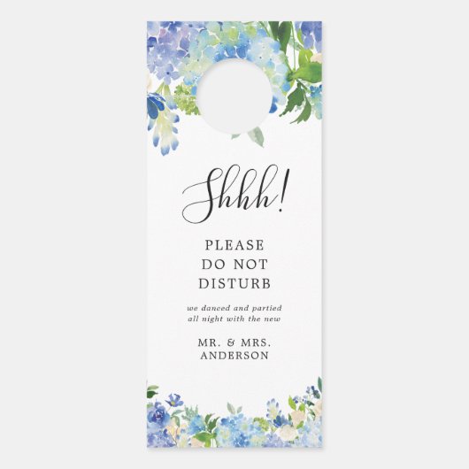 Blue Hydrangea Floral Mariage Bienvenue Affichette (Devant)