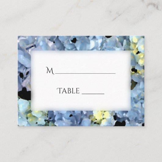 Blue Hydrangea Floral Mariage Cartes de Place (Devant)