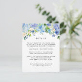 Blue Hydrangea Floral Mariage Détails Cartes (Debout devant)