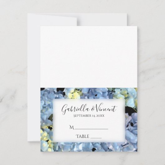 Blue Hydrangea Floral Mariage Réception Carte Plac (Devant)