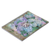  Blue Hydrangea Floral Monogram Naam Notitieboek (Linkerzijde)